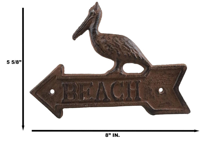 Ebros Gift Cast Iron Rustic Louisiana Pelican Bird Beach Arrow Greeting Sign Wall Decor