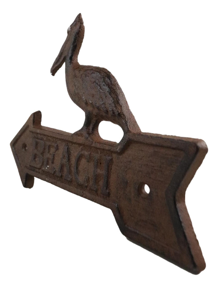 Ebros Gift Cast Iron Rustic Louisiana Pelican Bird Beach Arrow Greeting Sign Wall Decor
