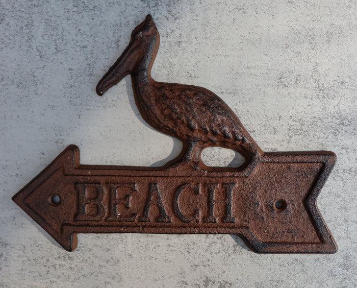 ebros gift Cast Iron Rustic Louisiana Pelican Bird Beach Arrow Greeting Sign Wall Decor