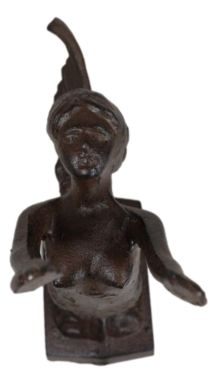 Ebros Gift Cast Iron Rustic Nautical Siren Mermaid With Curling Tail Door Stopper Doorstop