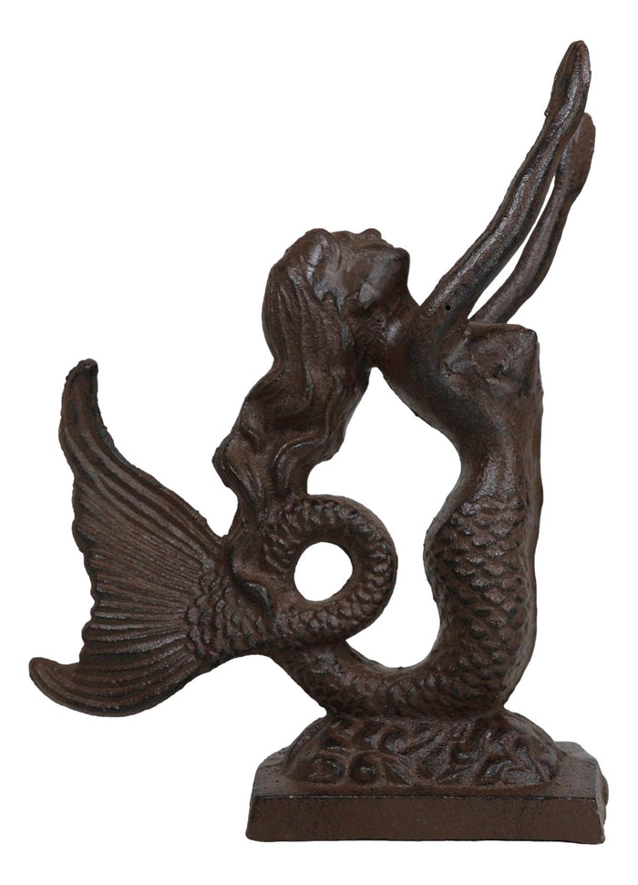 Ebros Gift Cast Iron Rustic Nautical Siren Mermaid With Curling Tail Door Stopper Doorstop