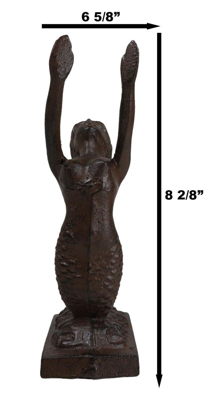 Ebros Gift Cast Iron Rustic Nautical Siren Mermaid With Curling Tail Door Stopper Doorstop