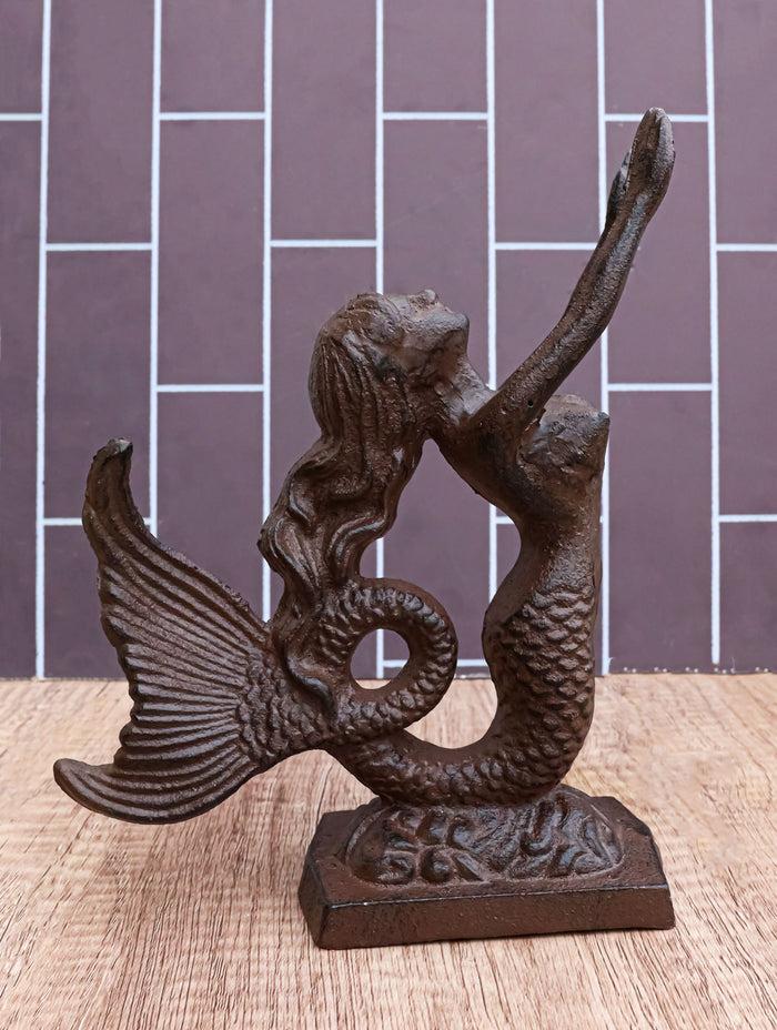 ebros gift Cast Iron Rustic Nautical Siren Mermaid With Curling Tail Door Stopper Doorstop