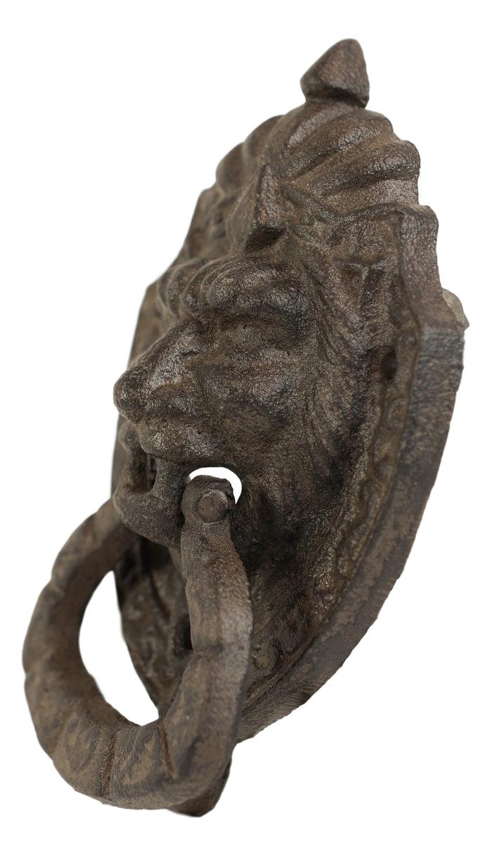 Ebros Gift Cast Iron Rustic Royal Venetian Lion Head Decorative Door Knocker Gothic Accent