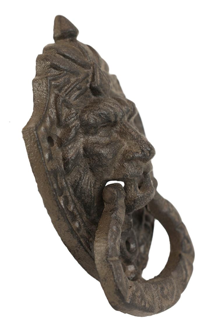 Ebros Gift Cast Iron Rustic Royal Venetian Lion Head Decorative Door Knocker Gothic Accent