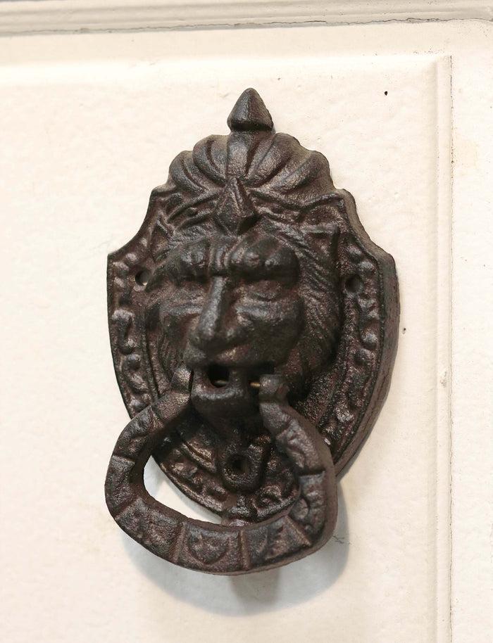 ebros gift Cast Iron Rustic Royal Venetian Lion Head Decorative Door Knocker Gothic Accent