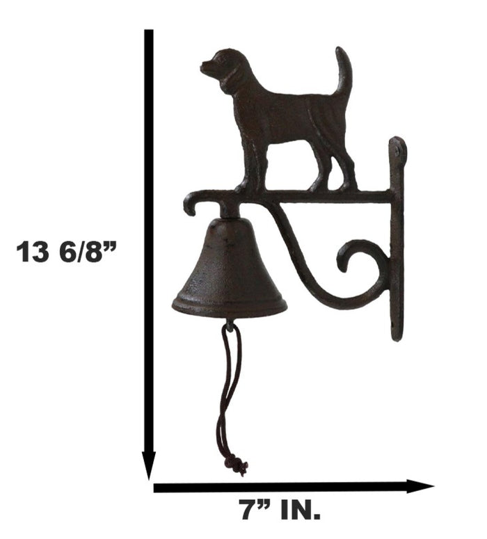 Ebros Gift Cast Iron Rustic Vintage Western Puppy Dog Door Wall Dinner Yard Farm Bell Decor