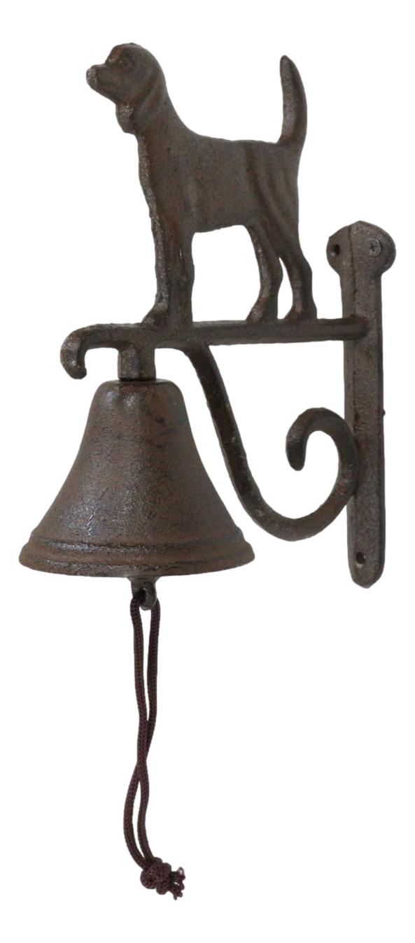 Ebros Gift Cast Iron Rustic Vintage Western Puppy Dog Door Wall Dinner Yard Farm Bell Decor