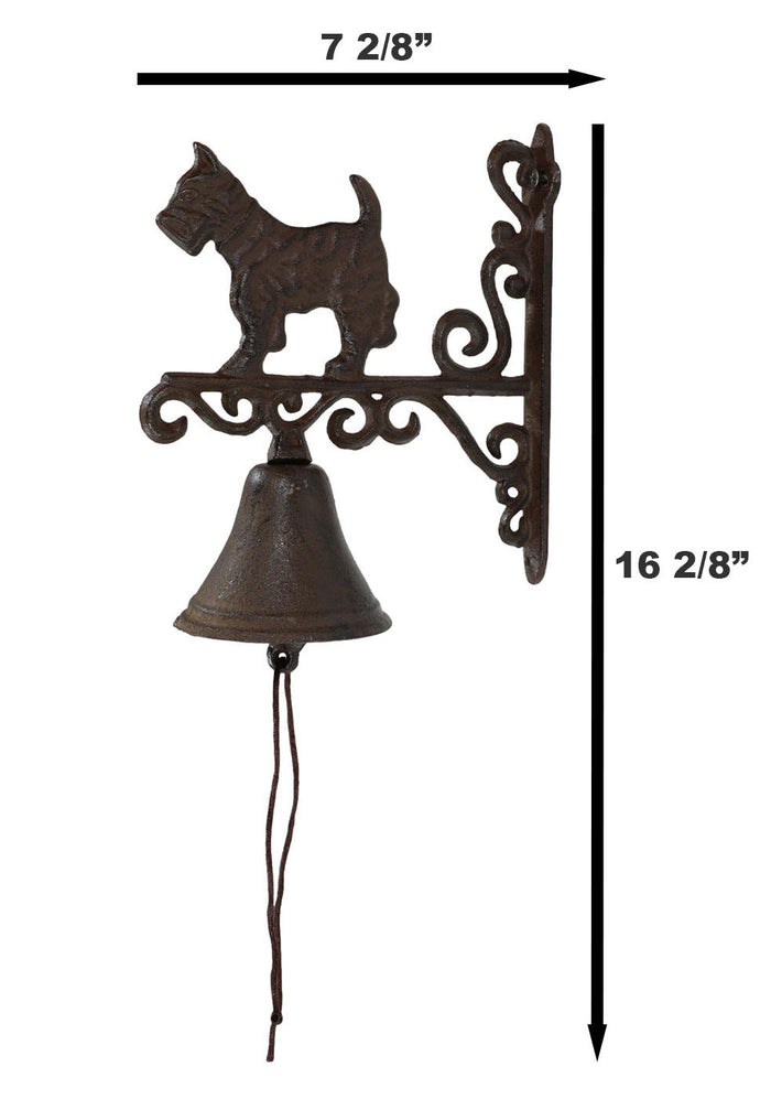 Ebros Gift Cast Iron Rustic Vintage Western Scottish Terrier Dog Door Wall Dinner Yard Bell