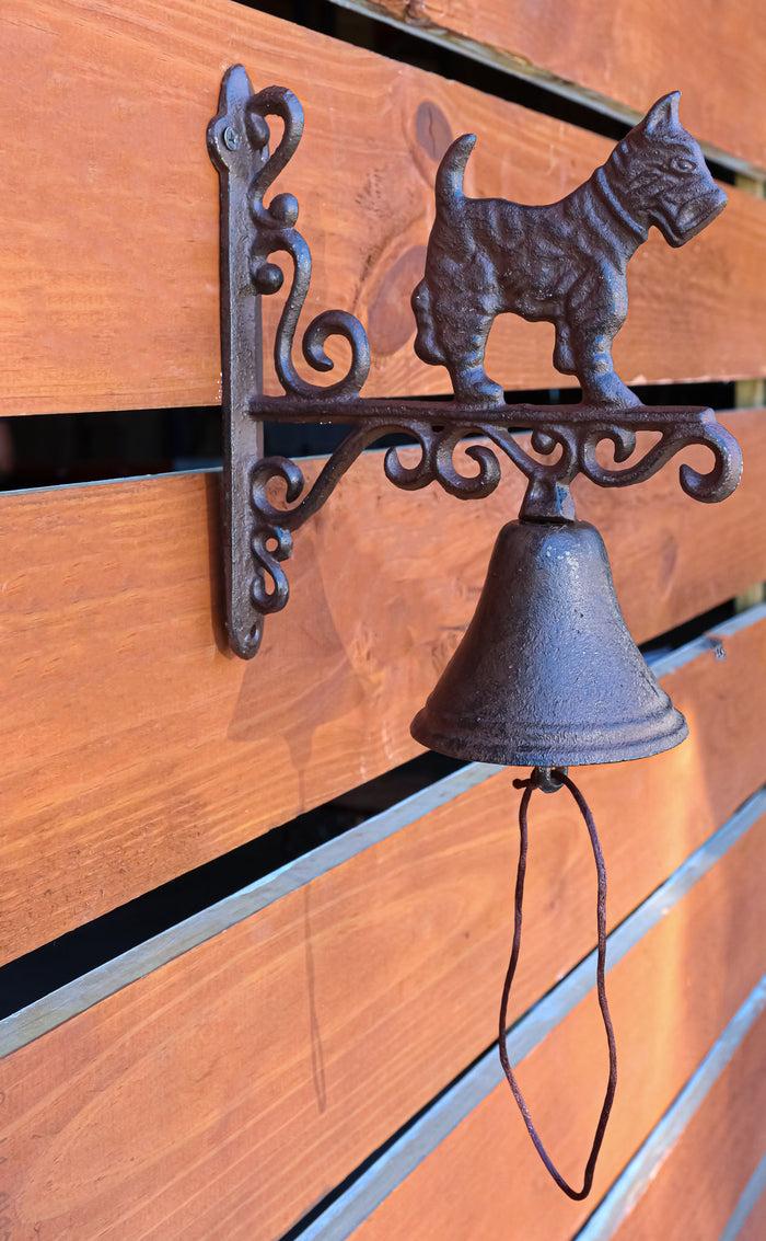 ebros gift Cast Iron Rustic Vintage Western Scottish Terrier Dog Door Wall Dinner Yard Bell