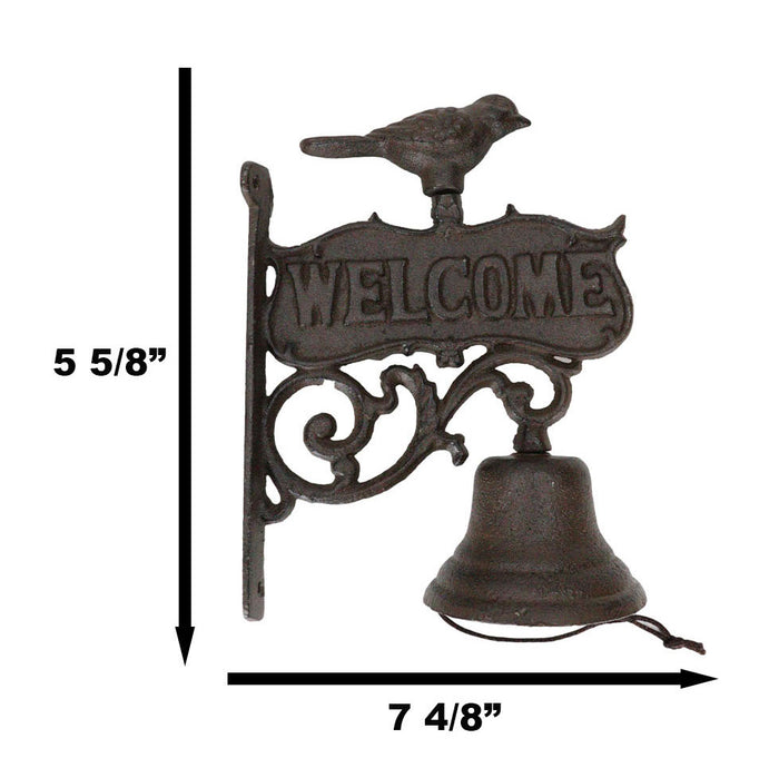 Ebros Gift Cast Iron Rustic Western Country Bird Welcome Sign Door Wall Dinner Yard Bell