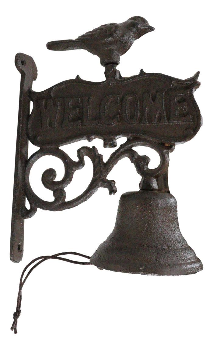 Ebros Gift Cast Iron Rustic Western Country Bird Welcome Sign Door Wall Dinner Yard Bell