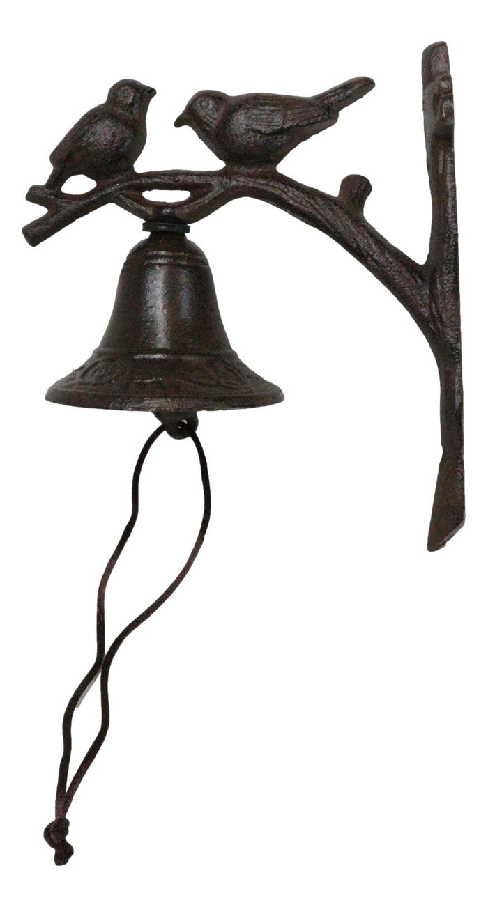 Ebros Gift Cast Iron Rustic Western Country Cottage Lovebirds Bird Wall Dinner Yard Bell