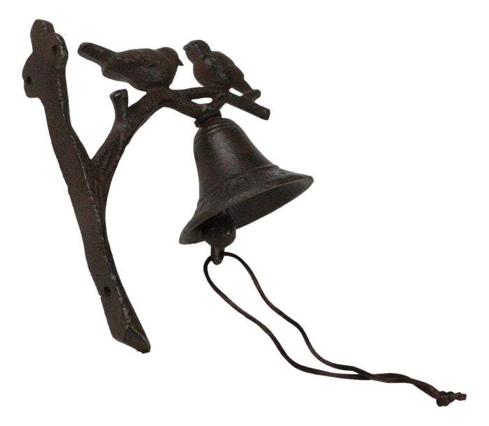 Ebros Gift Cast Iron Rustic Western Country Cottage Lovebirds Bird Wall Dinner Yard Bell