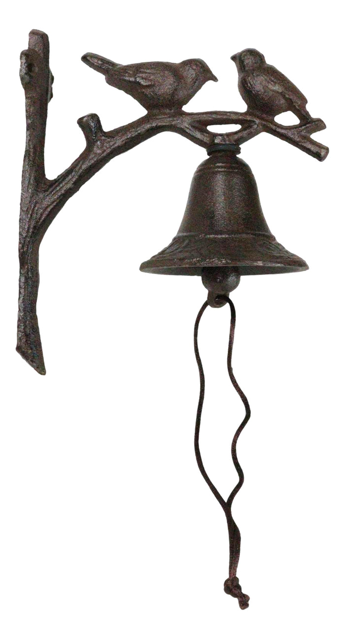 ebros gift Cast Iron Rustic Western Country Cottage Lovebirds Bird Wall Dinner Yard Bell