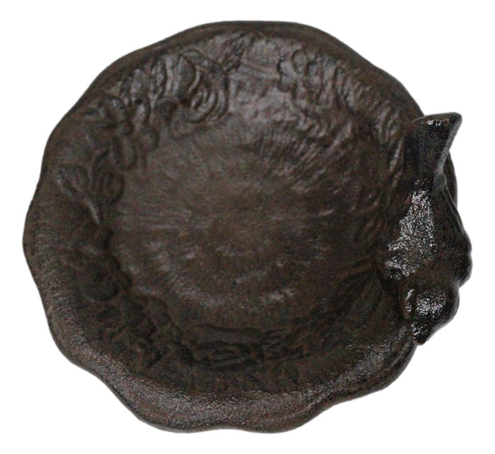 Ebros Gift Cast Iron Rustic Whimsical Bird On Fountain Bird Feeder Bath Small Sculpture