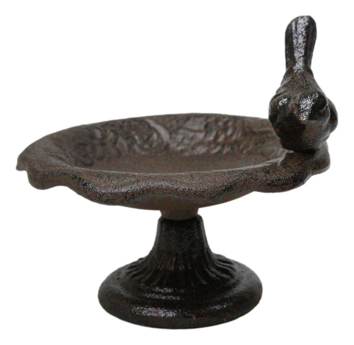 Ebros Gift Cast Iron Rustic Whimsical Bird On Fountain Bird Feeder Bath Small Sculpture
