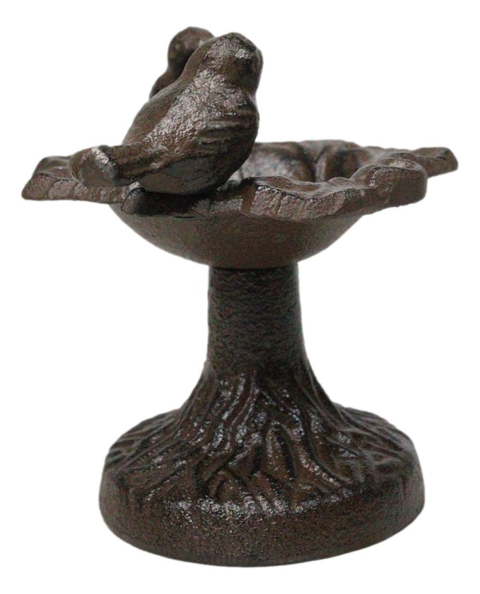 Ebros Gift Cast Iron Rustic Whimsical Two Birds On Tree Bird Feeder Bath Small Sculpture