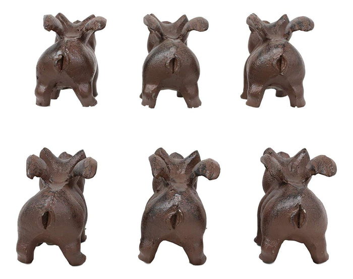 Ebros Gift Cast Iron Small Whimsical Flying Pig Angel Hog Statue Paperweight Decor Set Of 6
