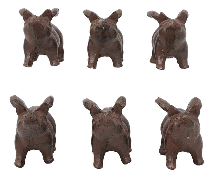 Ebros Gift Cast Iron Small Whimsical Flying Pig Angel Hog Statue Paperweight Decor Set Of 6