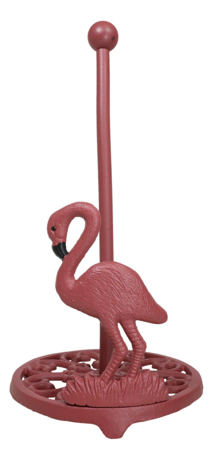 Ebros Gift Cast Iron Tropical Birds Of Paradise Pink Flamingo Kitchen Paper Towel Holder