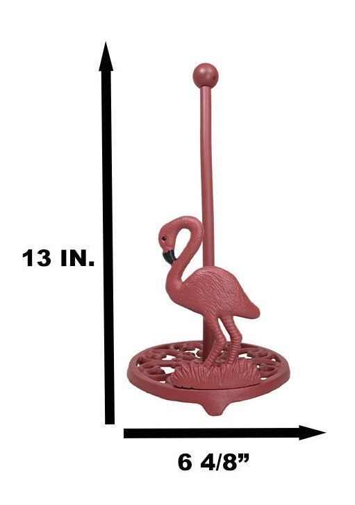 Ebros Gift Cast Iron Tropical Birds Of Paradise Pink Flamingo Kitchen Paper Towel Holder