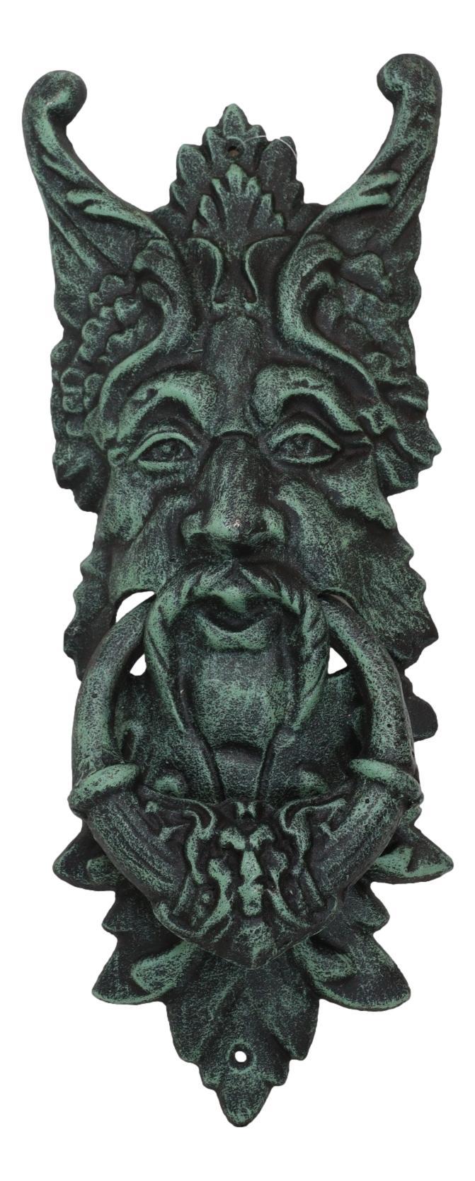 ebros gift Cast Iron Verdigris Wiccan Celtic Greenman Forest Tree Ent Spirit Door Knocker