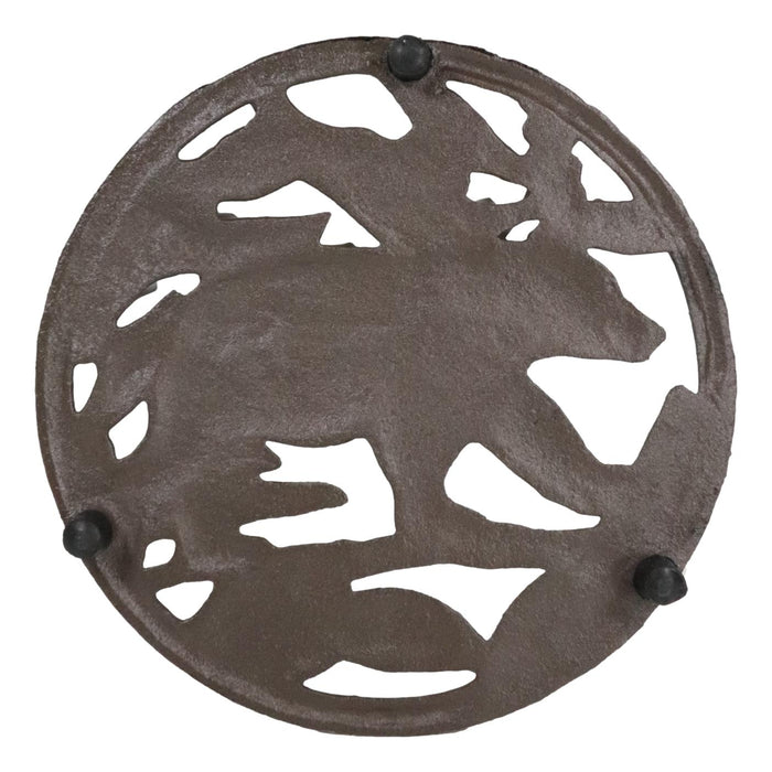 Ebros Gift Cast Iron Western Rustic Black Bear By Tree Branches Decorative Table Trivet