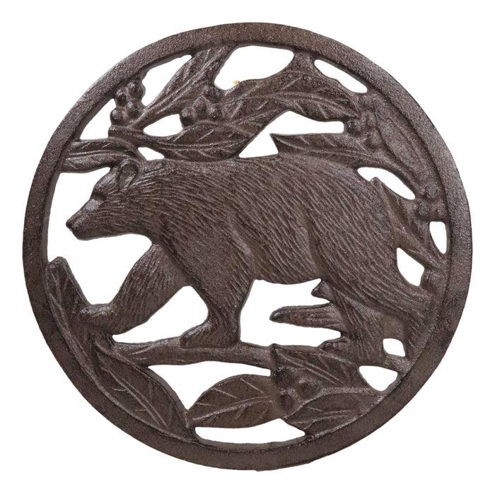 ebros gift Cast Iron Western Rustic Black Bear By Tree Branches Decorative Table Trivet