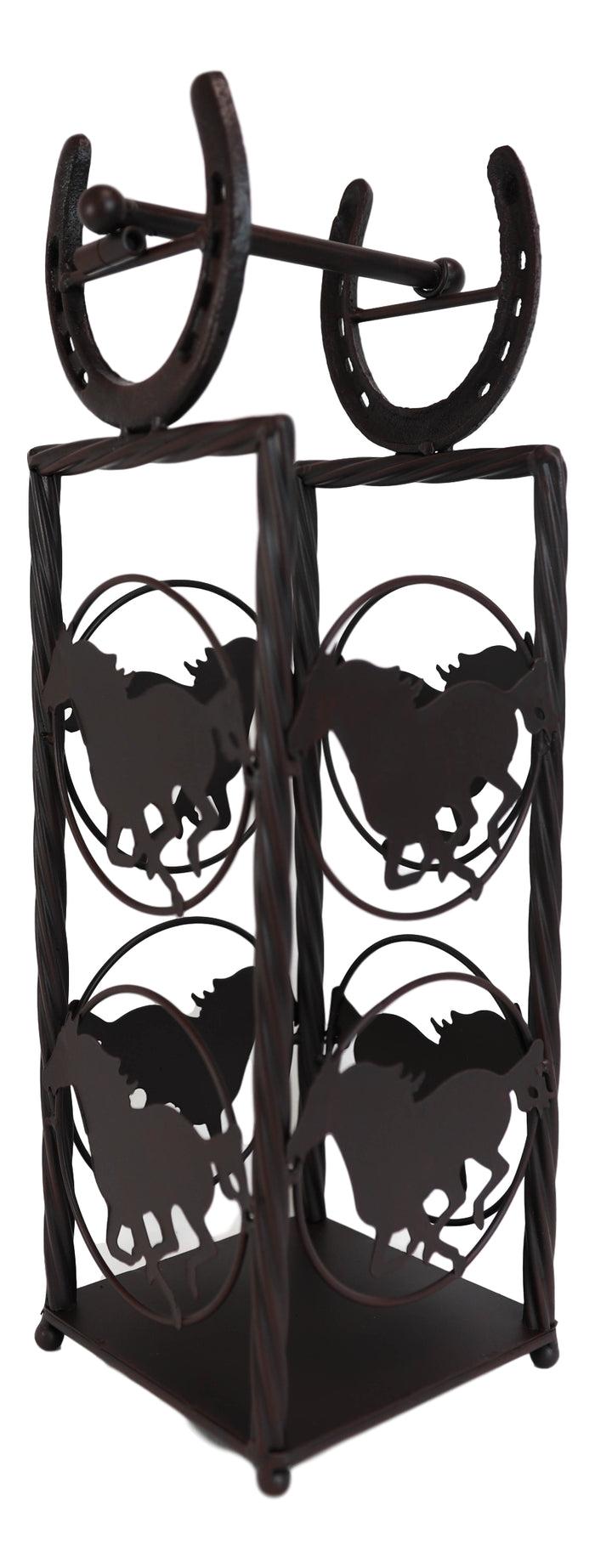 Ebros Gift Cast Iron Western Rustic Horse And Horseshoes Toilet Paper Holder Stand Station