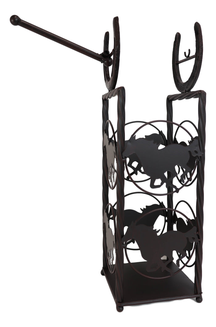 Ebros Gift Cast Iron Western Rustic Horse And Horseshoes Toilet Paper Holder Stand Station
