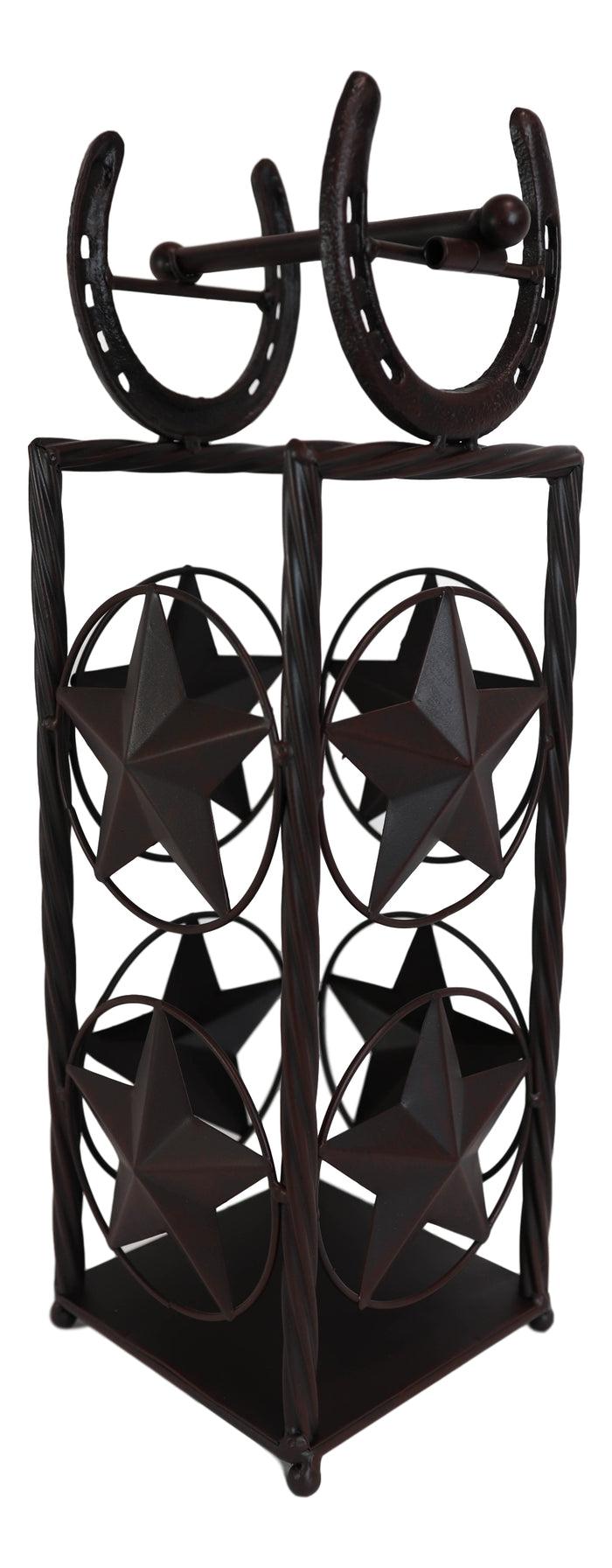 Ebros Gift Cast Iron Western Rustic Lone Stars Horseshoes Toilet Paper Holder Stand Station