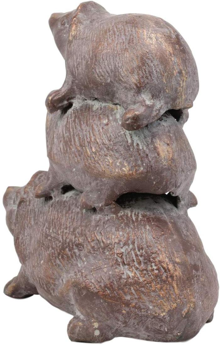 Ebros Gift Cast Iron Whimsical Animal Totem Acrobatic Stacked Hedgehog Trio Garden Statue