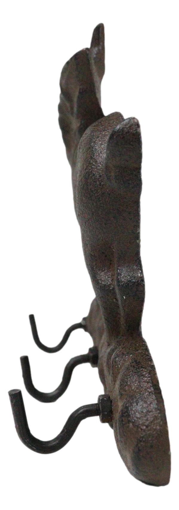 Ebros Gift Cast Iron Whimsical Flying Pig Angel 3-Peg Wall Hook Decorative Sculpture