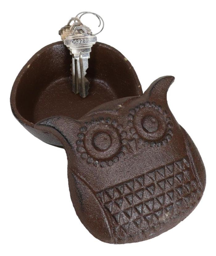 Ebros Gift Cast Iron Whimsical Night Owl Small Decorative Jewelry Trinket Box Figurine