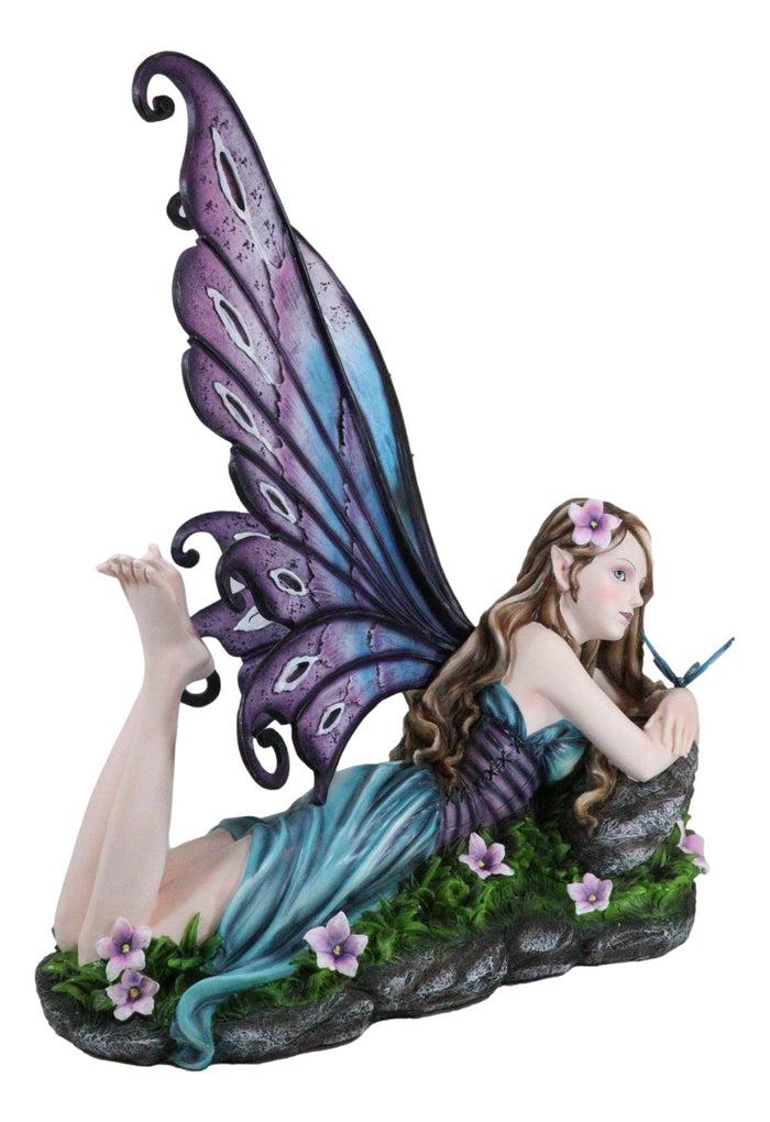 Ebros Gift Castle On A Cloud Lavender Fairy Daydreaming With Butterfly Large Statue 23"L