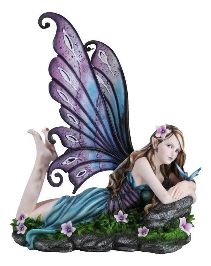 Ebros Gift Castle On A Cloud Lavender Fairy Daydreaming With Butterfly Large Statue 23"L