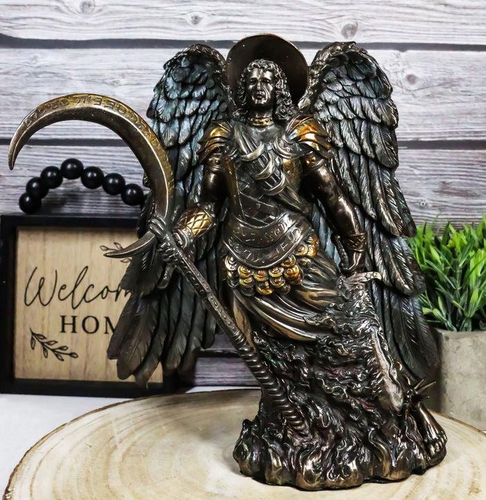 ebros gift Catholic Church Archangel Saint Gabriel With Crescent Moon Statue 10"Tall Angel
