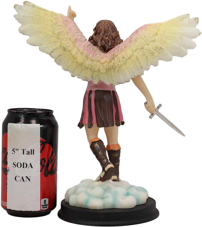 Ebros Gift Catholic Church Colorful Archangel Chamuel With Red Heart And Sword Statue 10"H