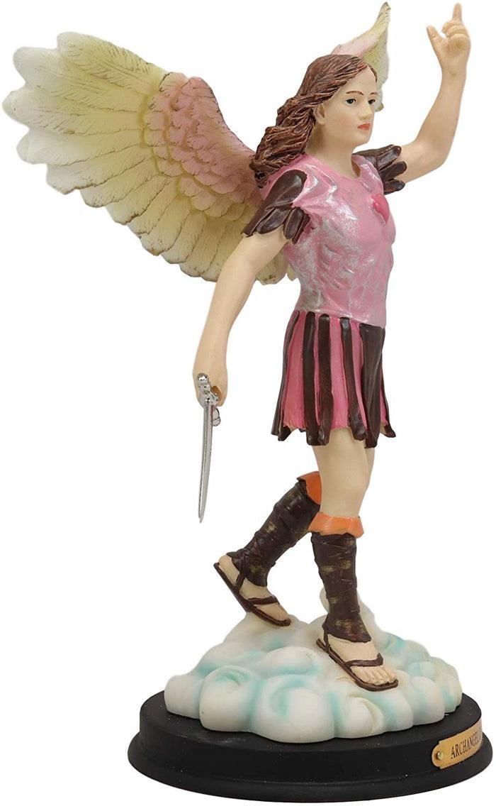 Ebros Gift Catholic Church Colorful Archangel Chamuel With Red Heart And Sword Statue 10"H