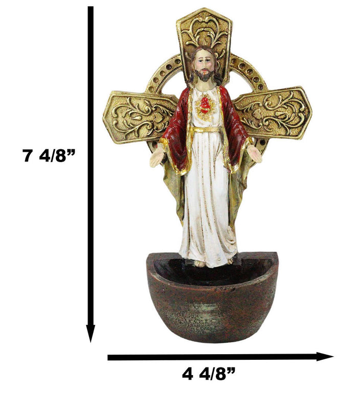Ebros Gift Catholic Sacred Heart Of Jesus Holy Water Font Religious Sacrament Wall Decor