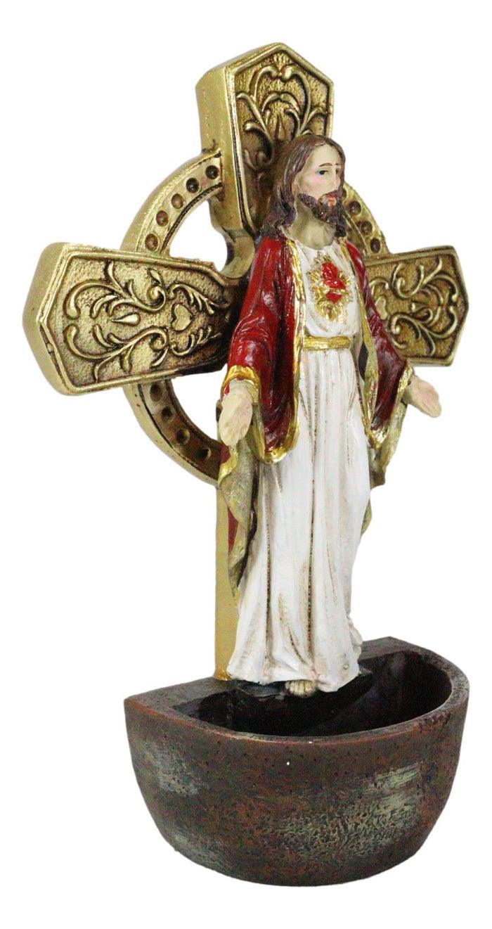 Ebros Gift Catholic Sacred Heart Of Jesus Holy Water Font Religious Sacrament Wall Decor