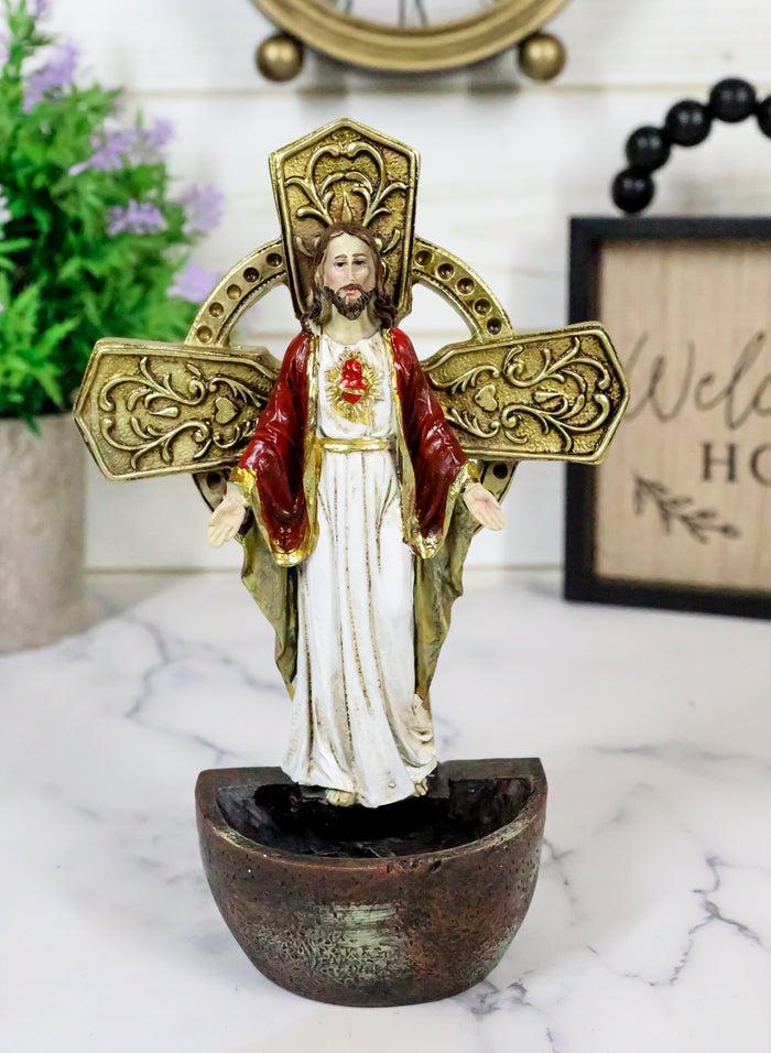 ebros gift Catholic Sacred Heart of Jesus Holy Water Font Religious Sacrament Wall Decor