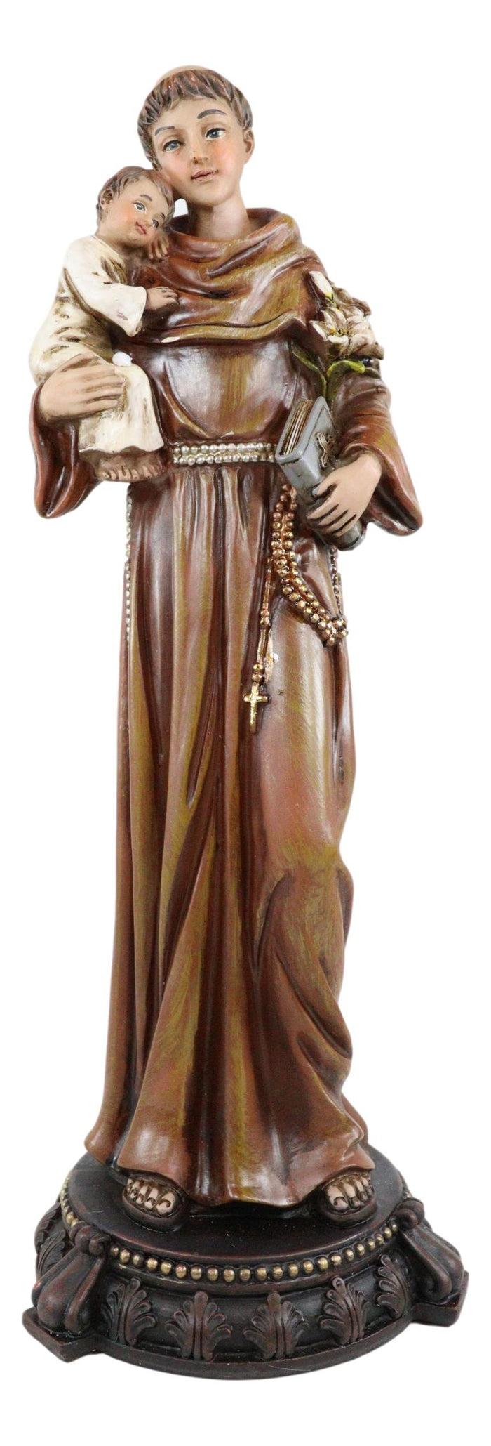 Ebros Gift Catholic Saint Anthony Of Padua Carrying Baby Jesus Lilies Scriptures Figurine