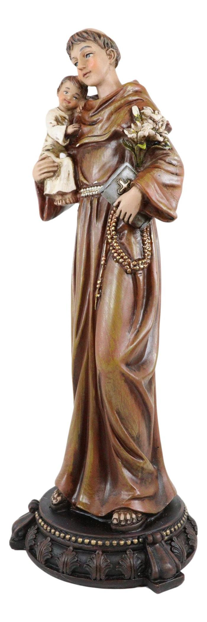 Ebros Gift Catholic Saint Anthony Of Padua Carrying Baby Jesus Lilies Scriptures Figurine
