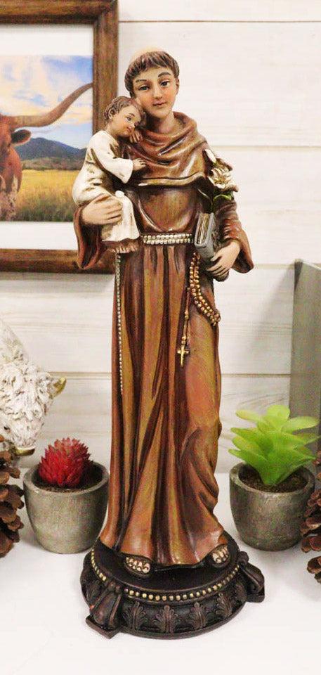 ebros gift Catholic Saint Anthony of Padua Carrying Baby Jesus Lilies Scriptures Figurine