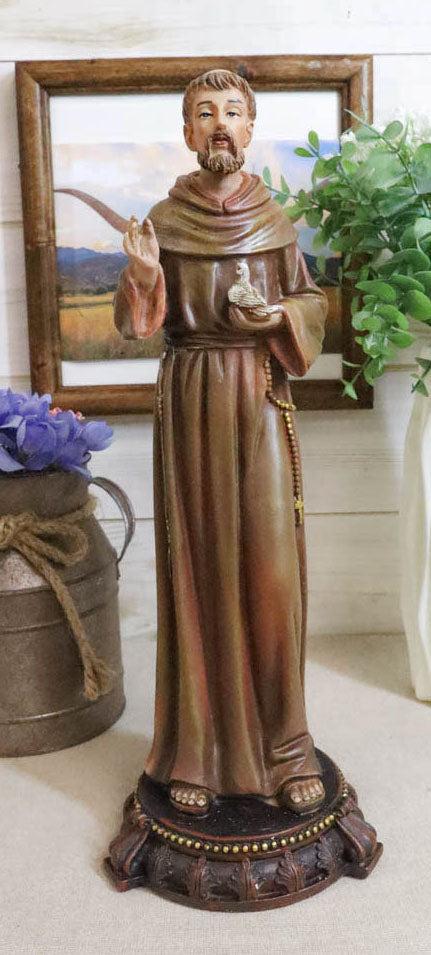 ebros gift Catholic Saint Francis Of Assisi With White Dove Altar Figurine Patron Animals