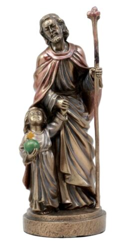 ebros gift Catholic Saint Joseph Holding A Flowering Staff And Child Jesus Figurine 7.25"H