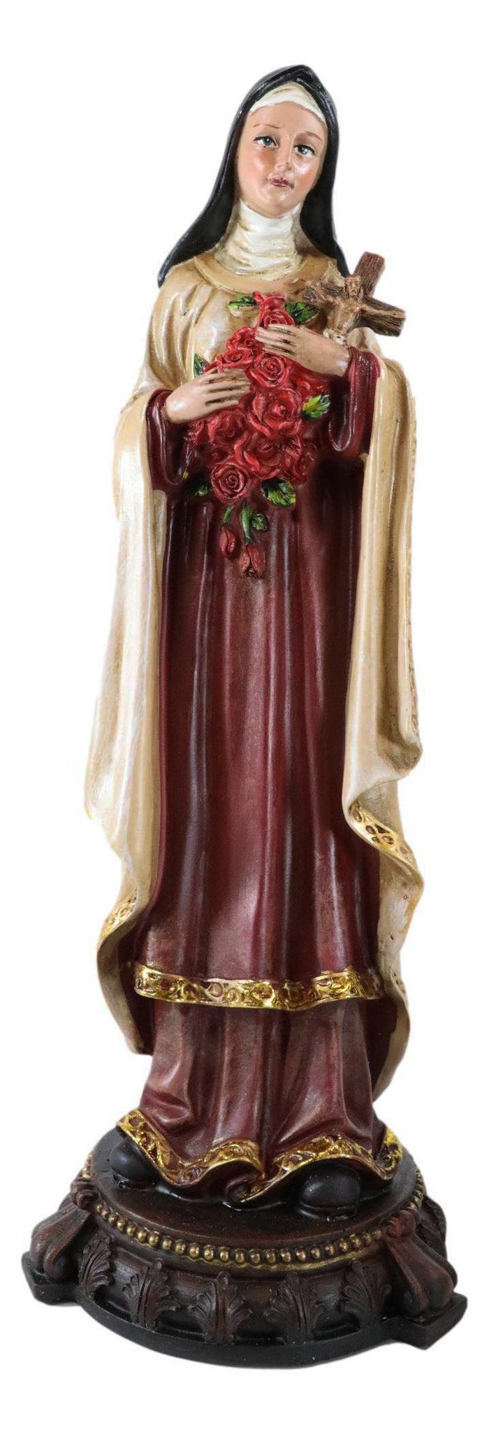 Ebros Gift Catholic Saint Therese Of Lisieux W/ Cross And Red Roses Little Flower Figurine