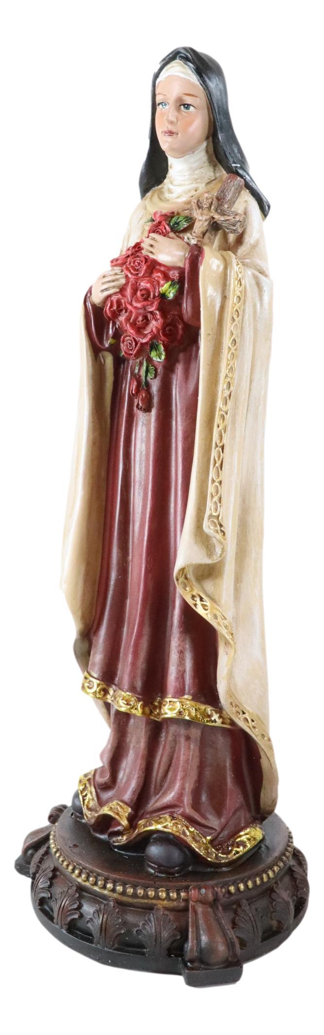 Ebros Gift Catholic Saint Therese Of Lisieux W/ Cross And Red Roses Little Flower Figurine